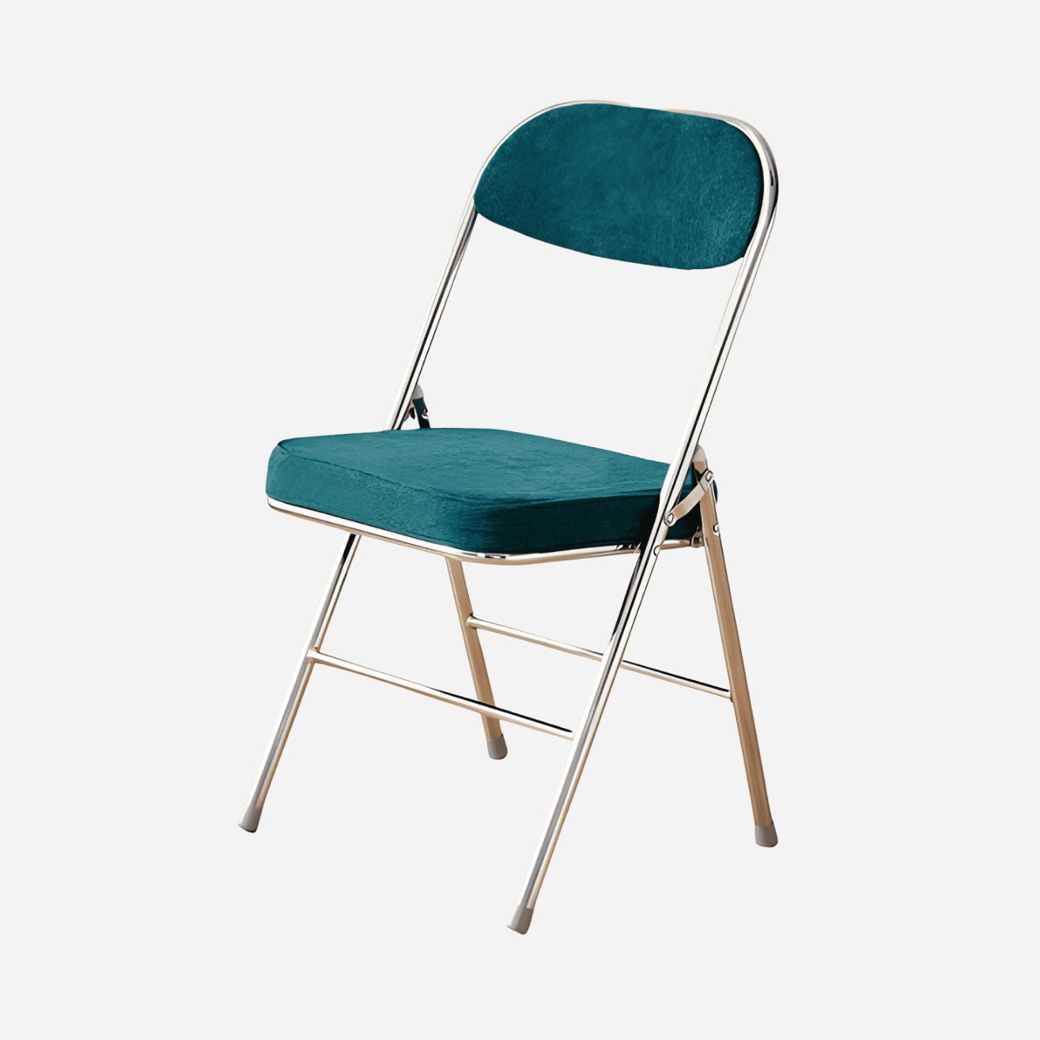 Acrylin foldable chair blue metal legs plush seating