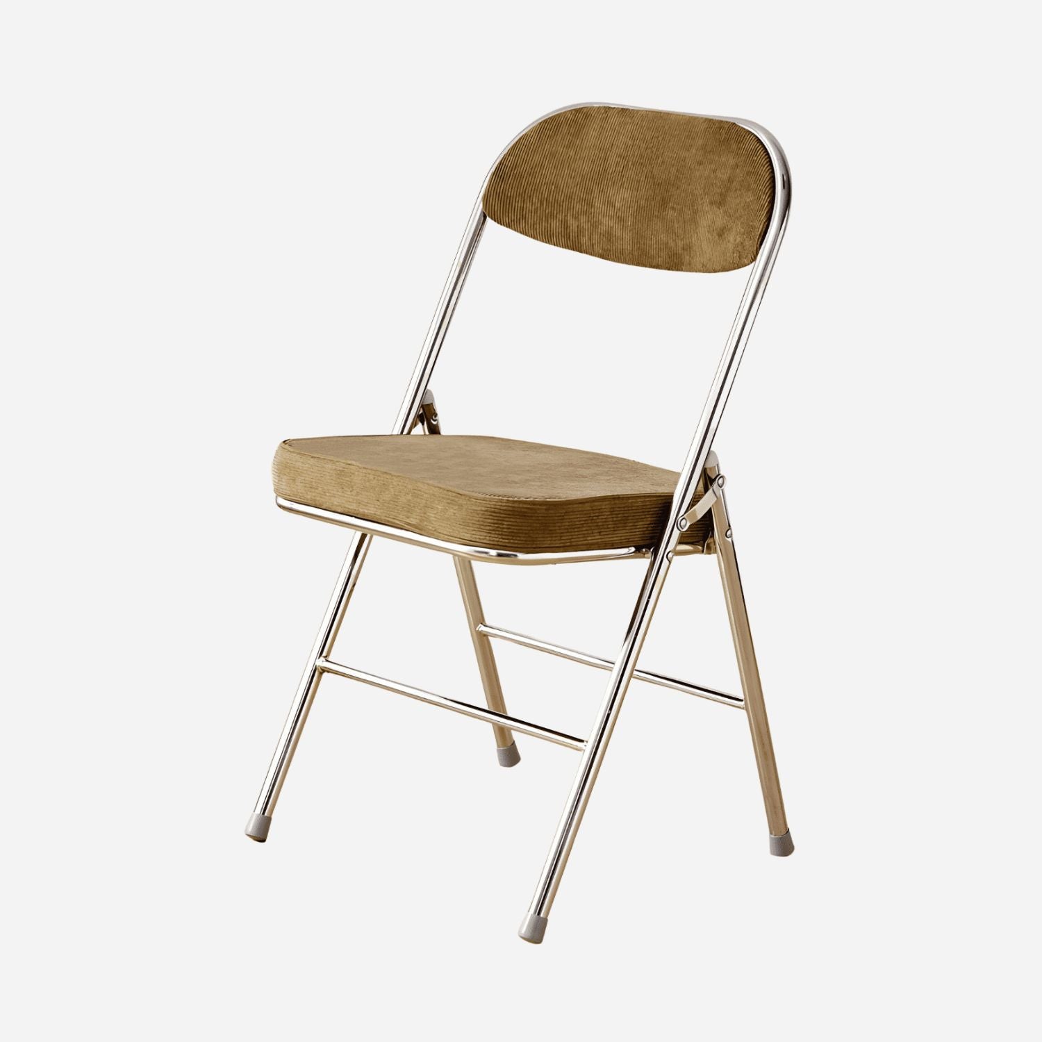 Acrylin foldable chair camel colour metal legs plush seating