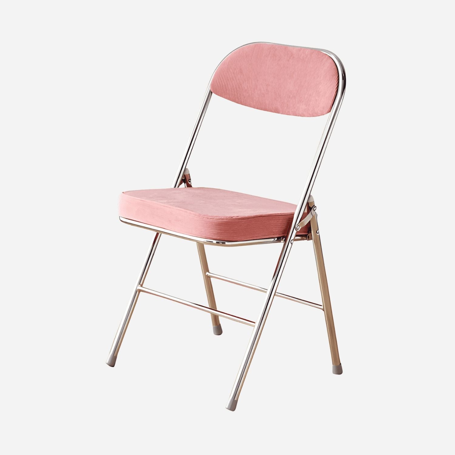 Acrylin foldable chair pink metal legs plush seat