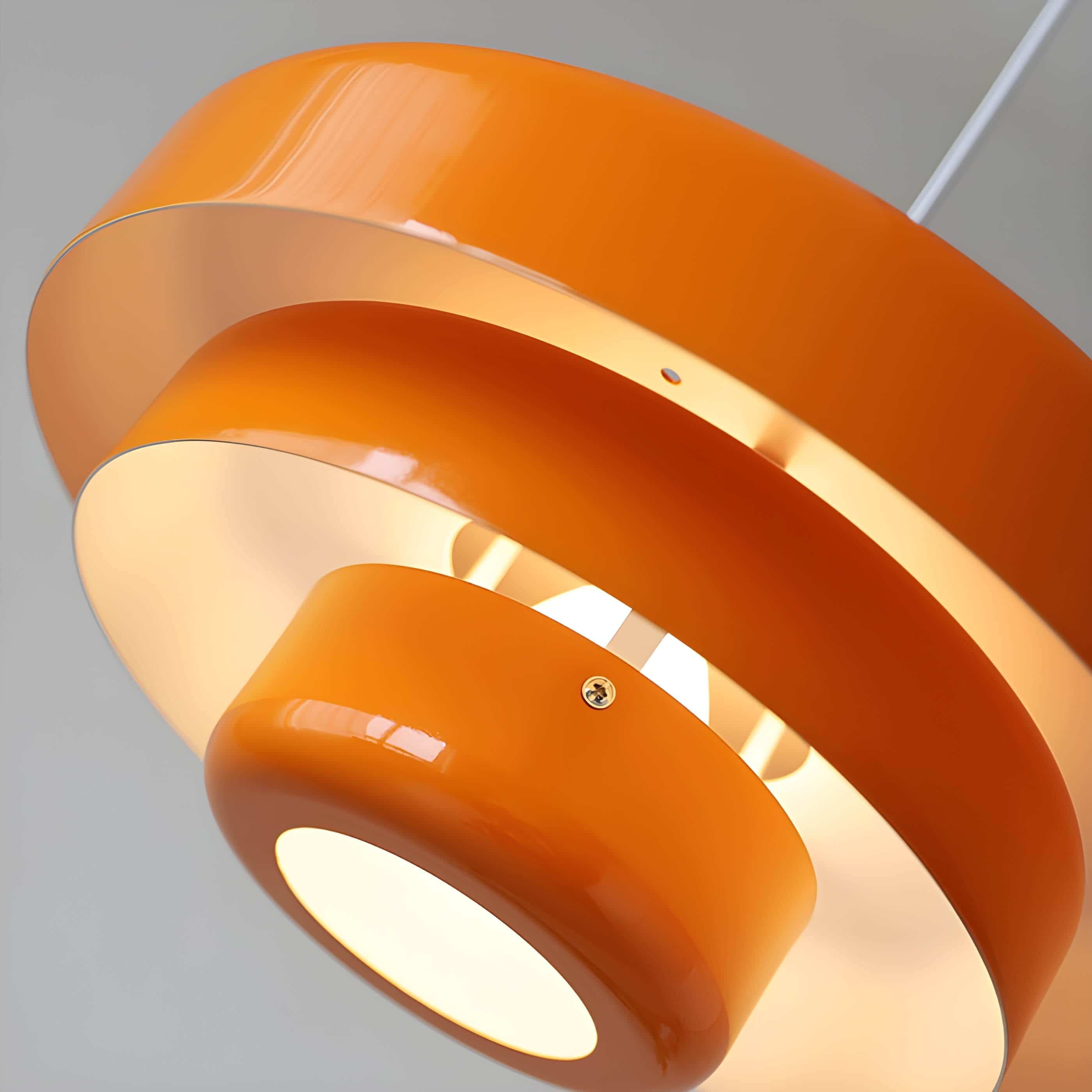 'Astelle' orange Tiered Pendant Light lit