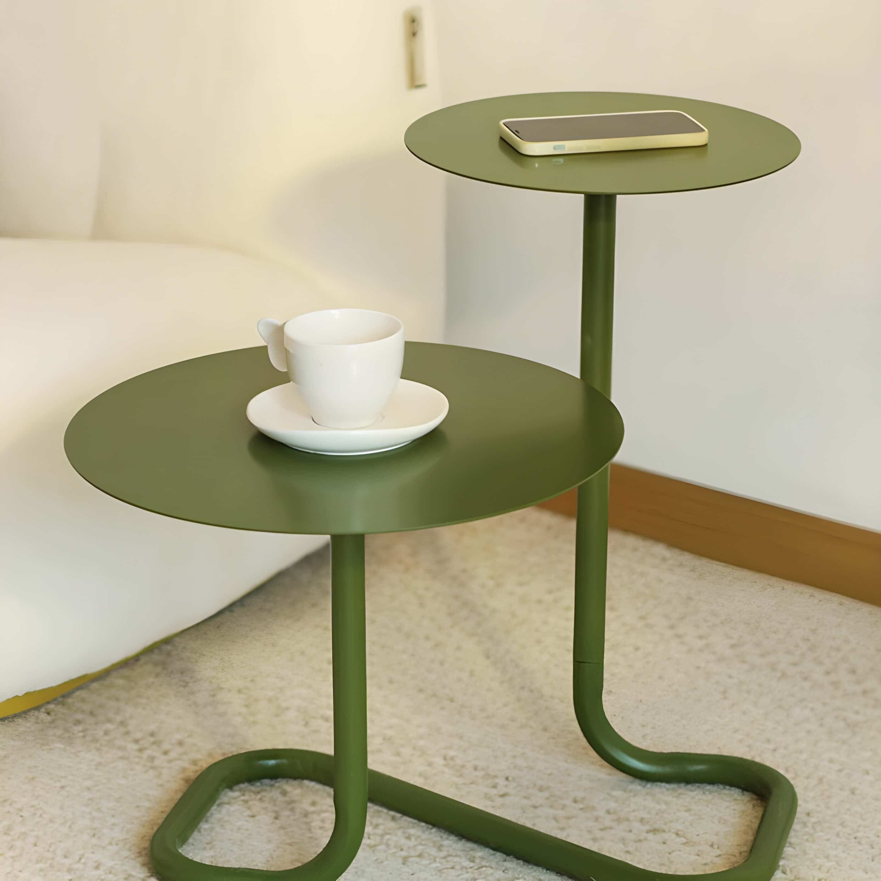 Guili metal abstract green side table