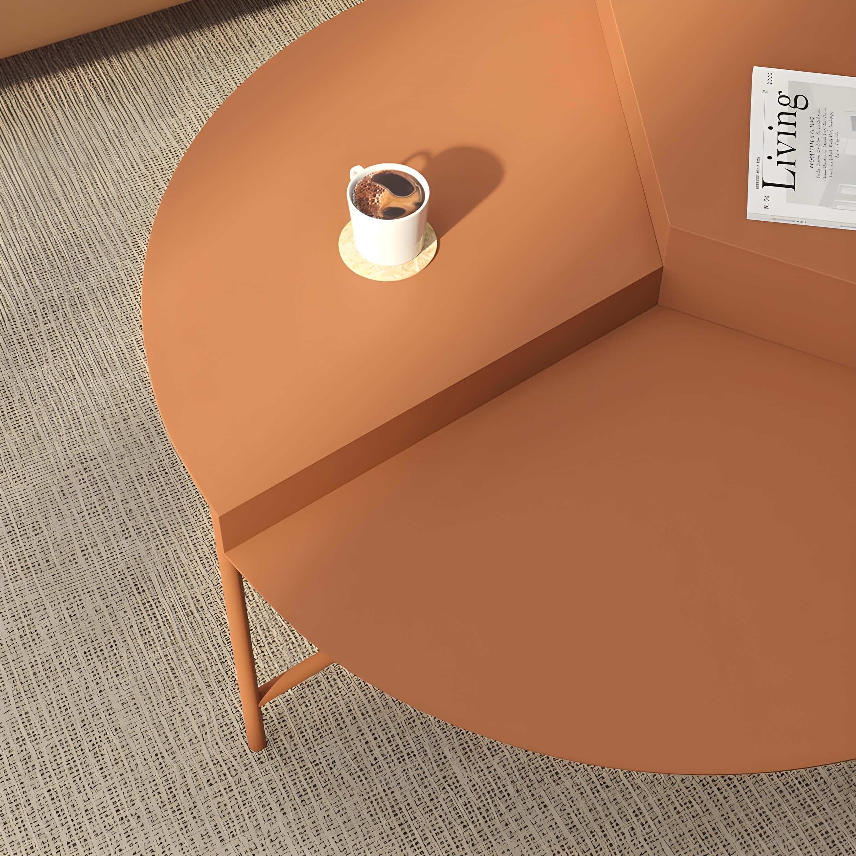 Lula creative orange metal tiered coffee table