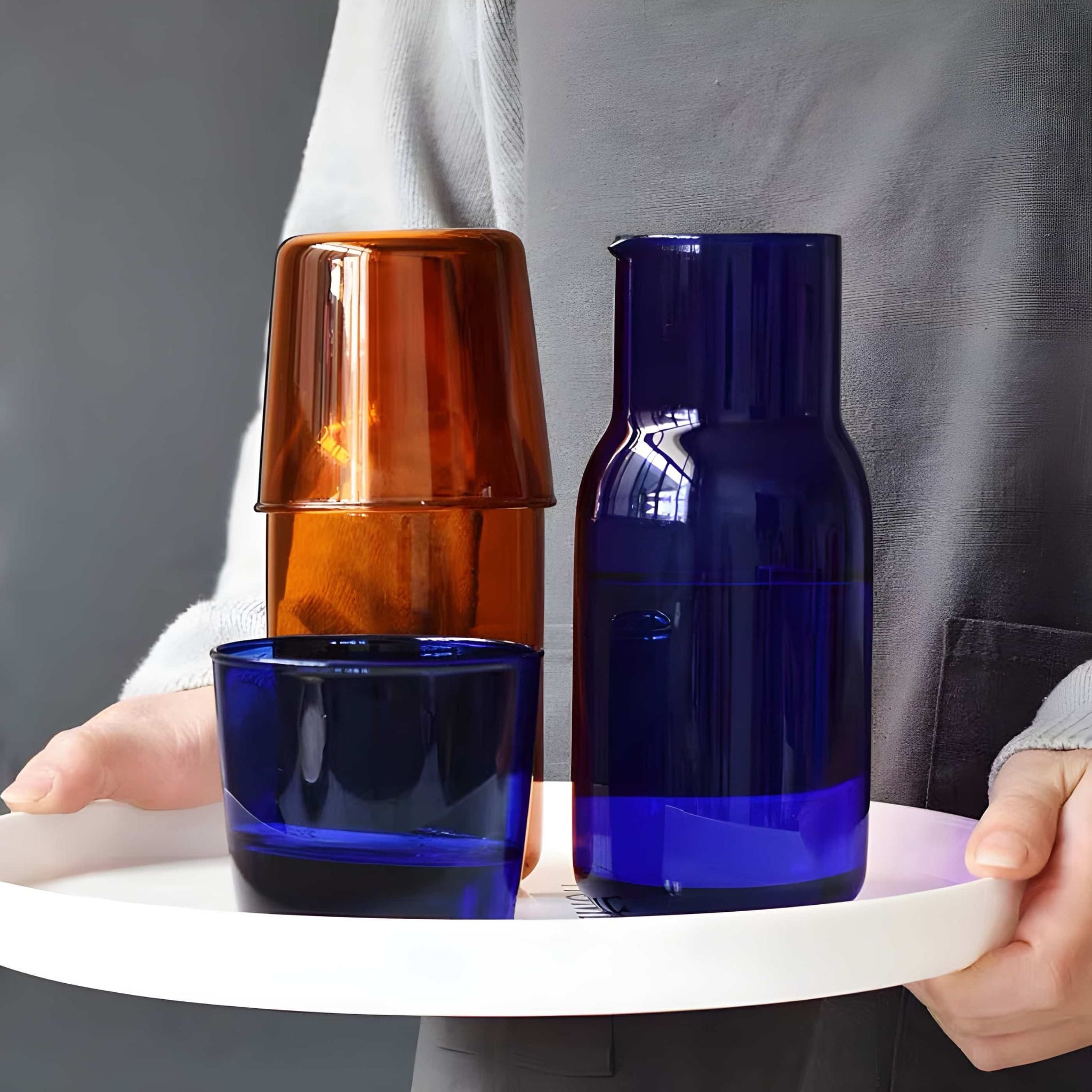 glass and carafe set group creative homewares on tray