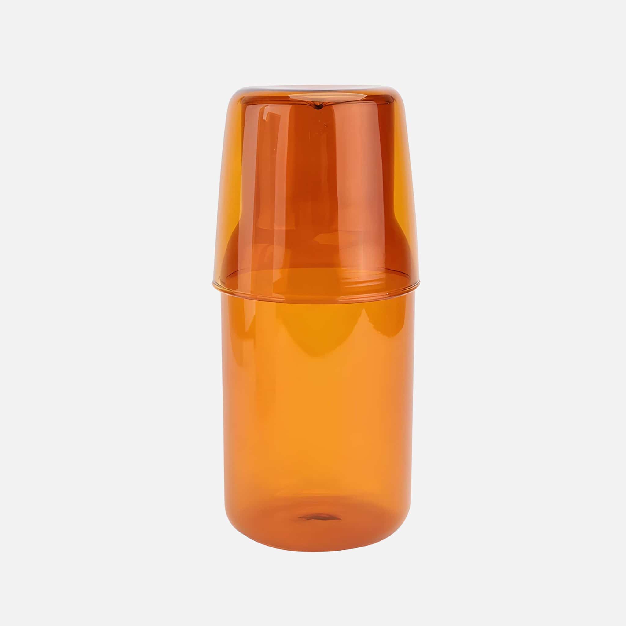 homewares glass carafe cup set orange