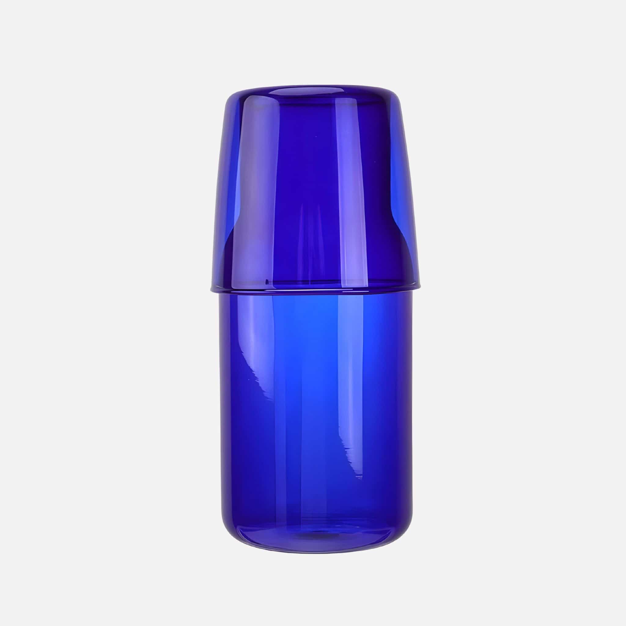 homewares glass carafe cup set blue