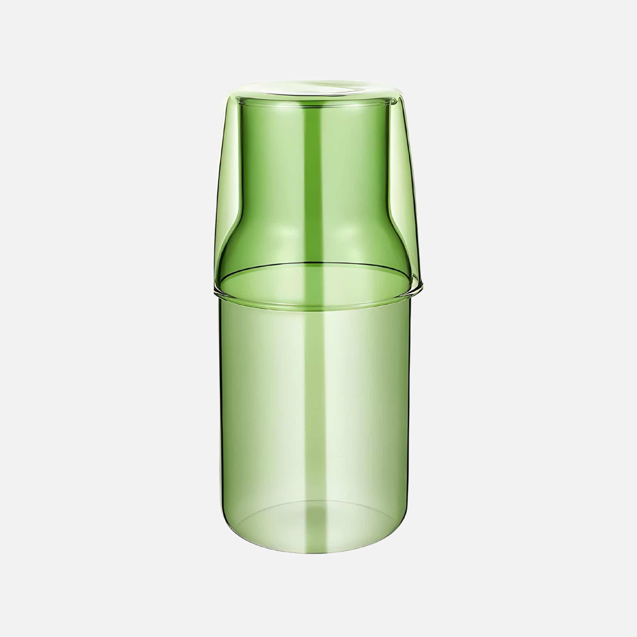 homewares glass carafe cup set green